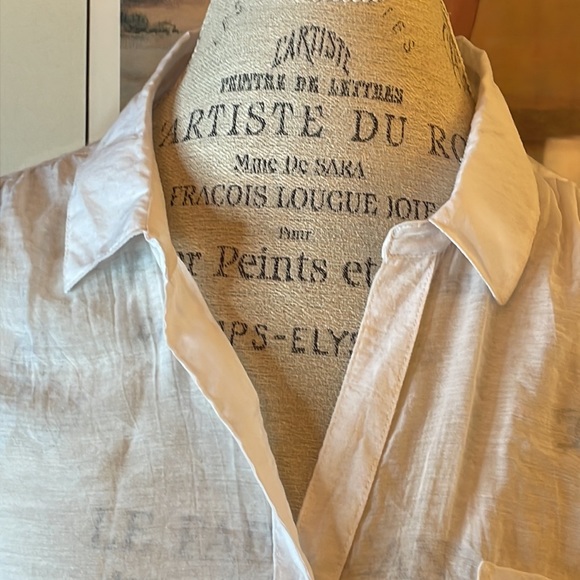 Grand & Greene white short sleeve large sheer blouse - Picture 3 of 17